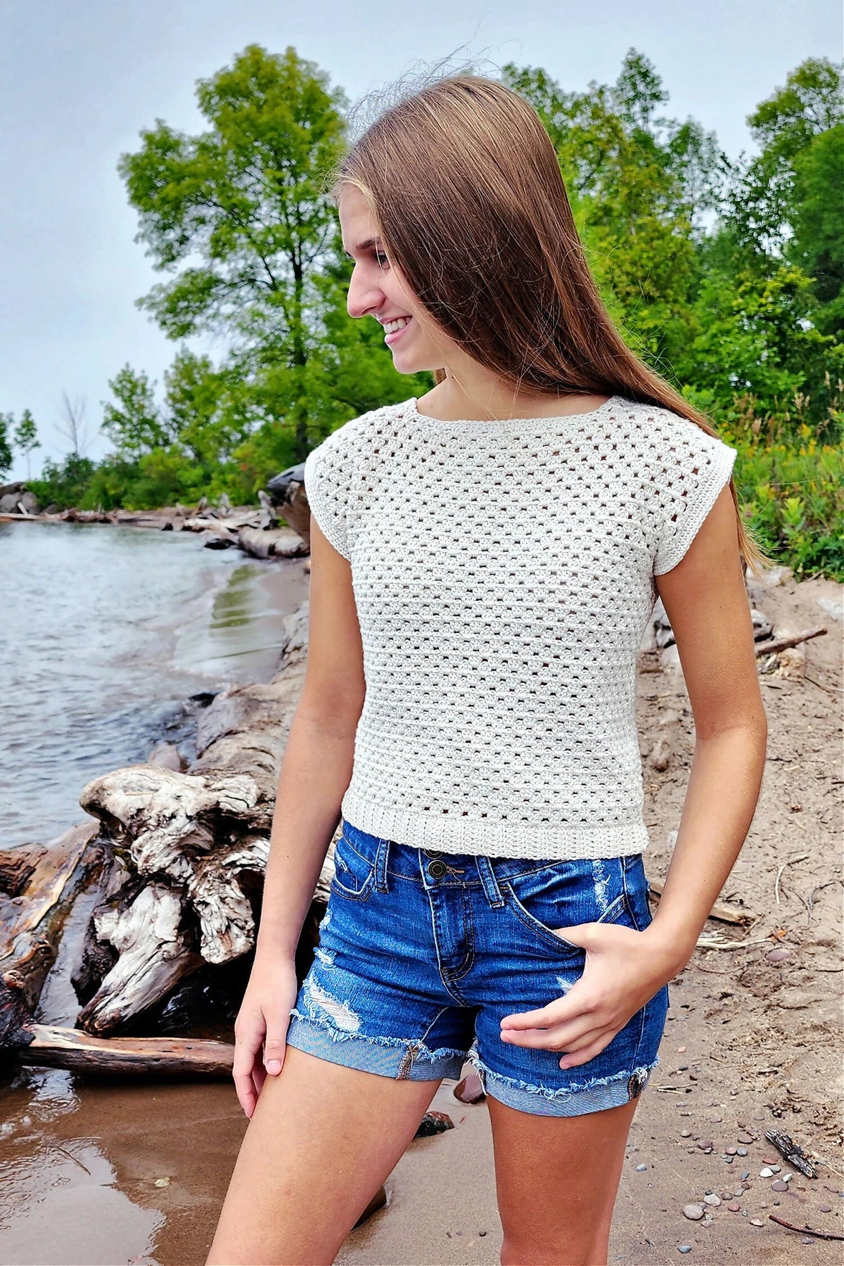 Girls' Granny Stitch Tee (Crochet)